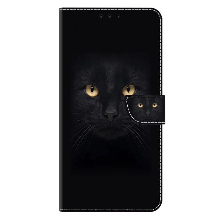 OEM - Samsung Galaxy S26 Ultra Fodral Magnetlås 3D Mönster Äkta Läder - Svart Katt