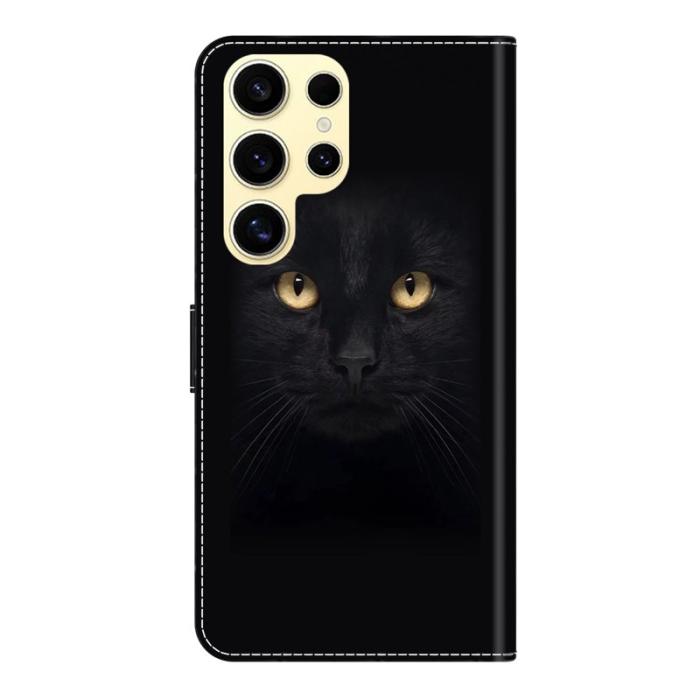 OEM - Samsung Galaxy S26 Ultra Fodral Magnetlås 3D Mönster Äkta Läder - Svart Katt