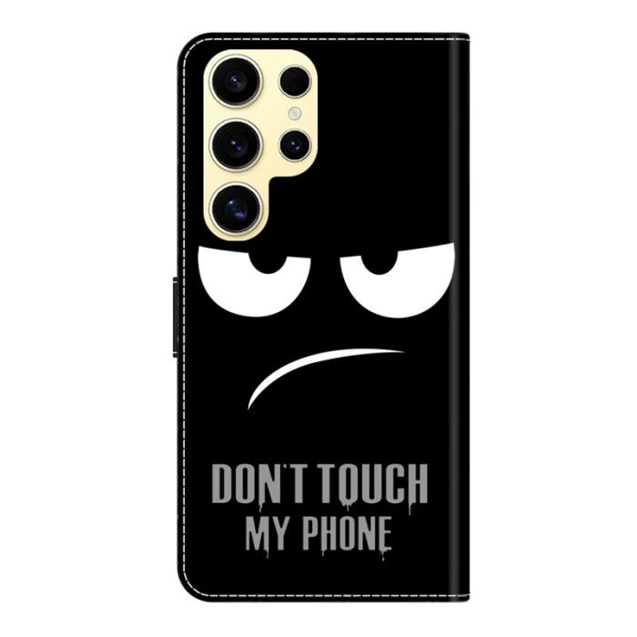 OEM - Samsung Galaxy S26 Ultra Fodral Magnetlås Mönster Äkta Läder - Svart