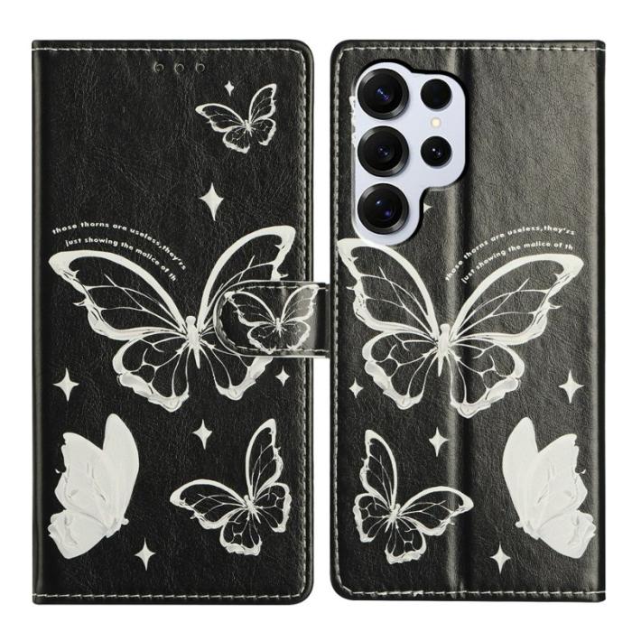 OEM - Samsung Galaxy S26 Ultra Fodral Mönstertryck Plånboksfodral Konstläder - Fjäril