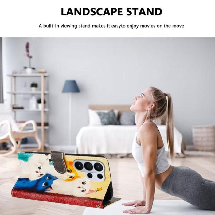 OEM - Samsung Galaxy S26 Ultra Fodral Mönstertryck PU Läder - Färgglada Katter