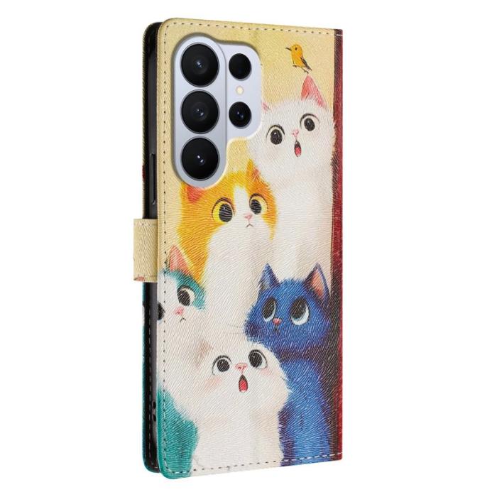 OEM - Samsung Galaxy S26 Ultra Fodral Mönstertryck PU Läder - Färgglada Katter