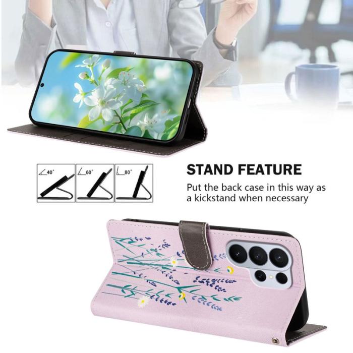 OEM - Samsung Galaxy S26 Ultra Fodral Mönstertryck PU Läder - Lavendel