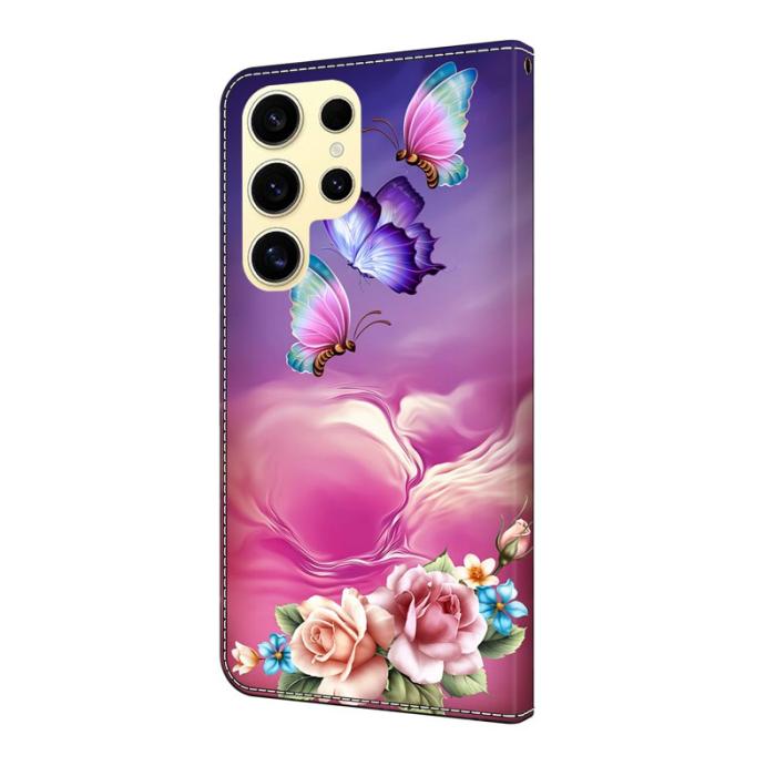 OEM - Samsung Galaxy S26 Ultra Fodral Mönstertryck Ställ Läder Flip - Blomma Fjäril