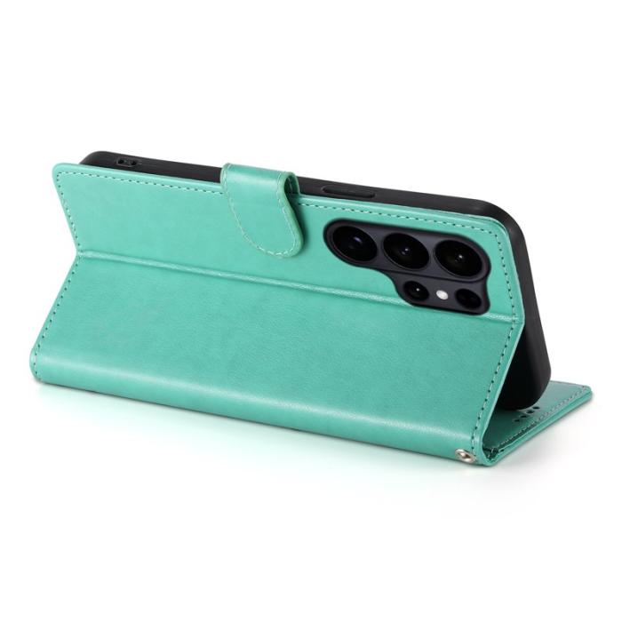 OEM - Samsung Galaxy S26 Ultra Fodral PU Läder Blomtryck - Grön