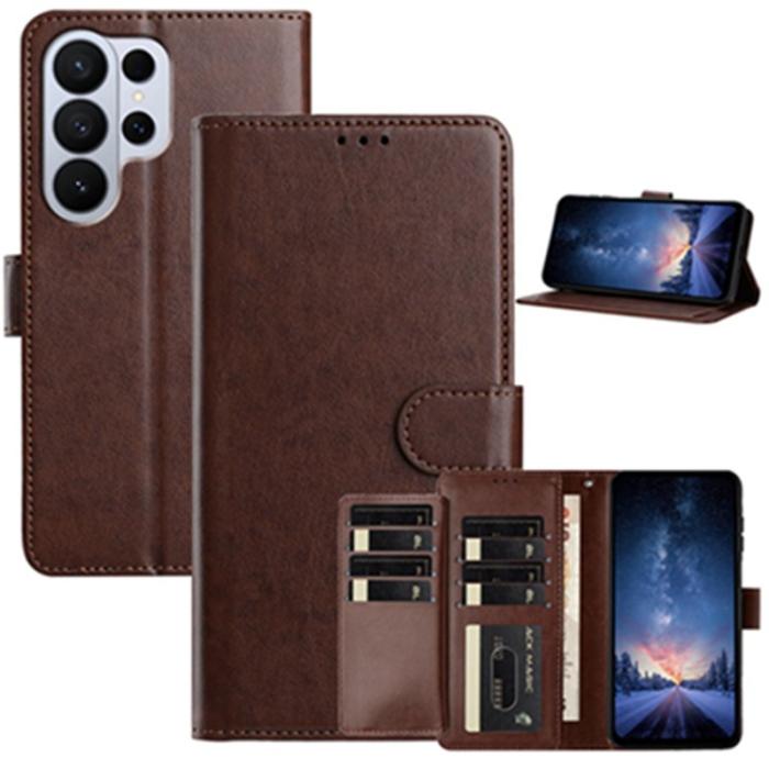 OEM - Samsung Galaxy S26 Ultra Fodral PU Läder Folio Ställ - Kaffe