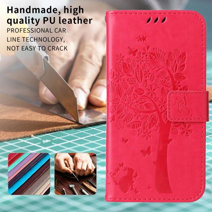 OEM - Samsung Galaxy S26 Ultra Fodral PU läder Katttree Mönster - Rosa