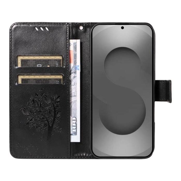 OEM - Samsung Galaxy S26 Ultra Fodral PU Läder Katttree Mönster - Svart