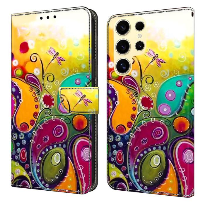 OEM - Samsung Galaxy S26 Ultra Fodral PU Läder Med Ställ - Färgglad Blomma