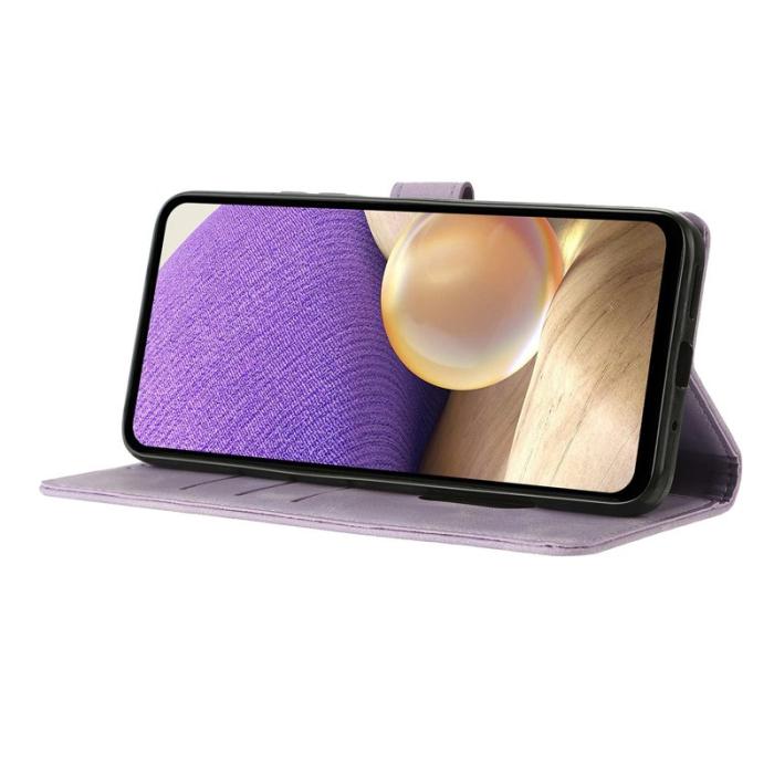 OEM - Samsung Galaxy S26 Ultra Fodral Ställ Impräntad Äkta Läder - Lila