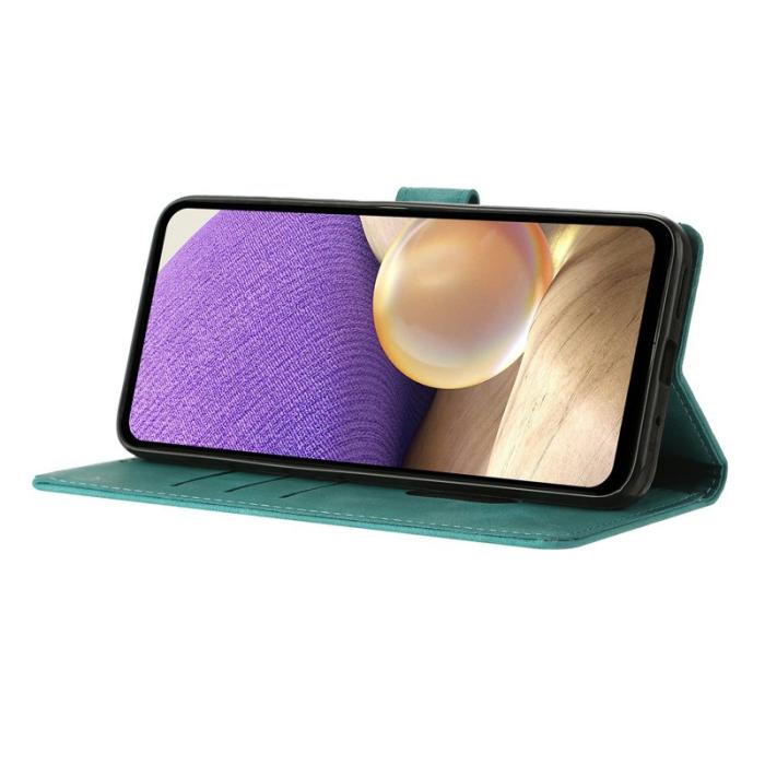 OEM - Samsung Galaxy S26 Ultra Fodral Ställ Triangelmönster Äkta Läder - Grön