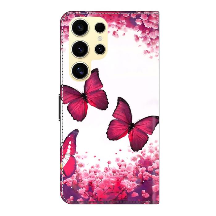 OEM - Samsung Galaxy S26 Ultra Fodral Ställbart Mönstertryck Konstläder - Röd Fjäril