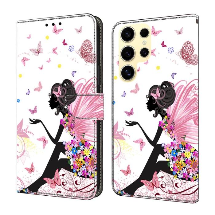 OEM - Samsung Galaxy S26 Ultra Fodral Ställbart Mönstertryck PU Läder - Fjäril