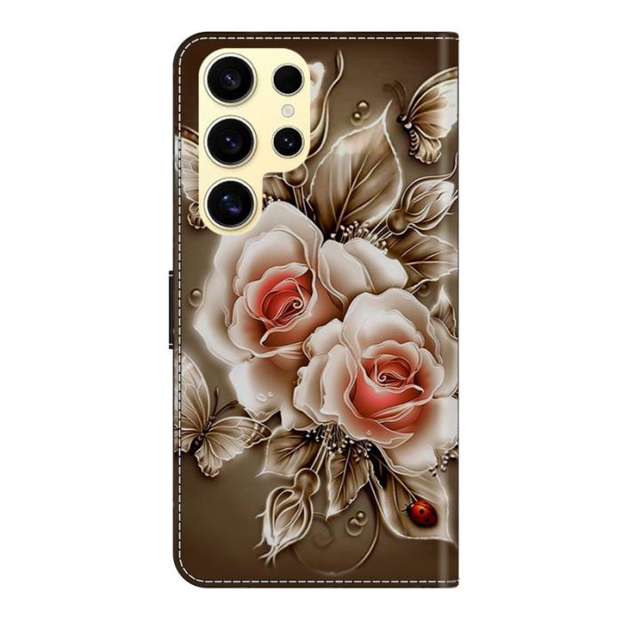 OEM - Samsung Galaxy S26 Ultra Fodral Ställning Mönstertryck Konstläder - Brun Rosé