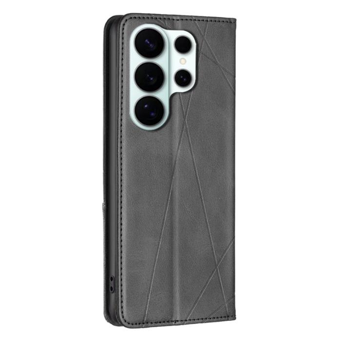 OEM - Samsung Galaxy S26 Ultra Mobilskal Äkta Läder Geometrisk Prägling - Svart