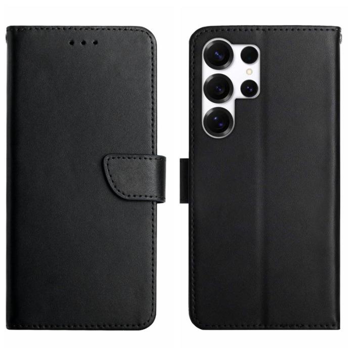 OEM - Samsung Galaxy S26 Ultra Plånboksfodral Äkta Läder Nappa Textur - Svart