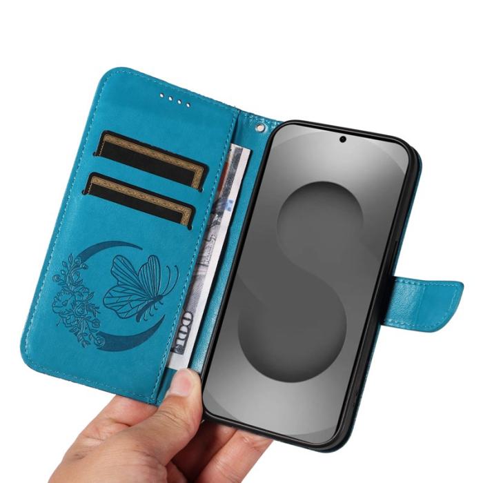 OEM - Samsung Galaxy S26 Ultra Mobilskal Fjärilsmönster KonstLäder - Blå