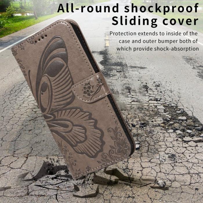 OEM - Samsung Galaxy S26 Ultra Mobilskal Fjärilsmönster KonstLäder - Grå