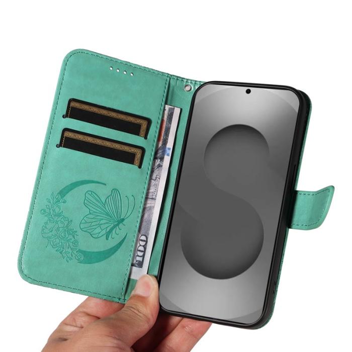 OEM - Samsung Galaxy S26 Ultra Mobilskal Fjärilsmönster KonstLäder - Grön