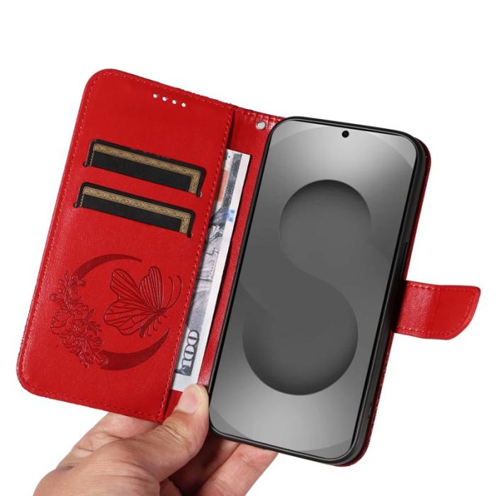 OEM - Samsung Galaxy S26 Ultra Mobilskal Fjärilsmönster KonstLäder - Röd