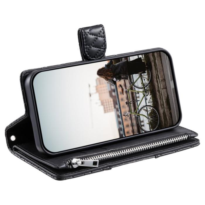 OEM - SAMSUNG Galaxy S26 Ultra Mobilskal Glittrande KonstLäder Med Dragkedja - Svart