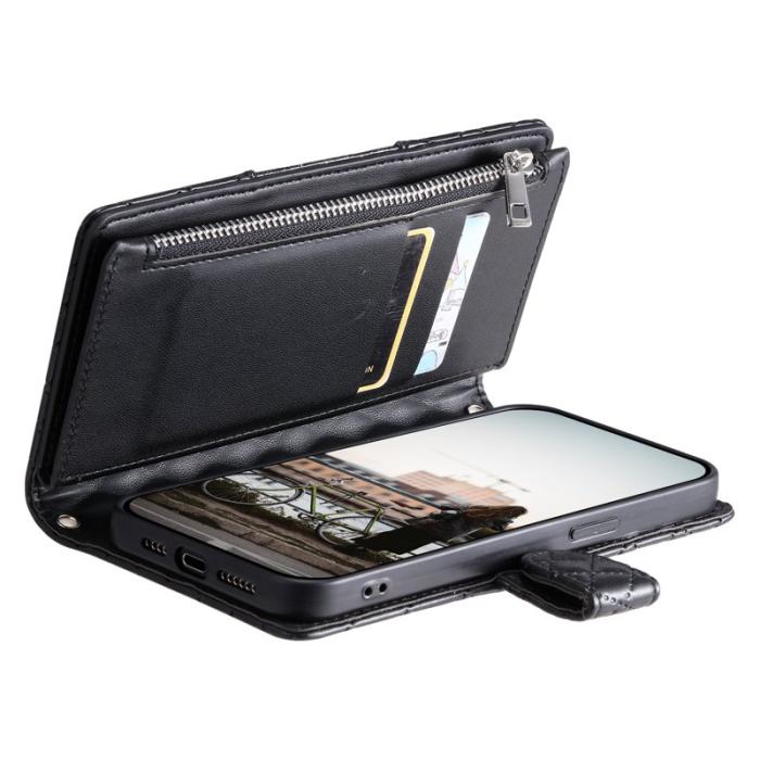 OEM - SAMSUNG Galaxy S26 Ultra Mobilskal Glittrande KonstLäder Med Dragkedja - Svart