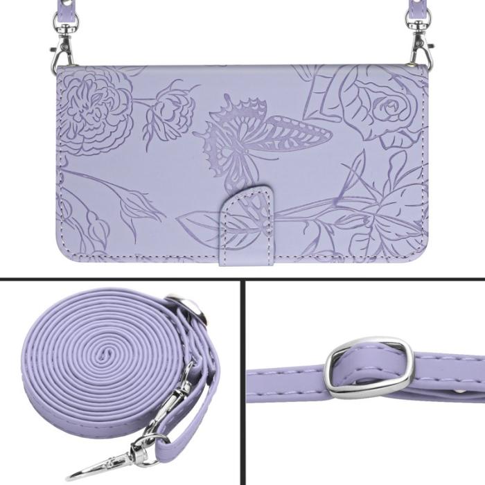 OEM - Samsung Galaxy S26 Ultra Mobilskal KonstLäder Fjäril Blomtryck - Lila