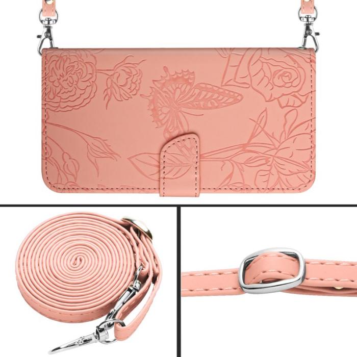 OEM - Samsung Galaxy S26 Ultra Mobilskal KonstLäder Fjäril Blomtryck - Rosa