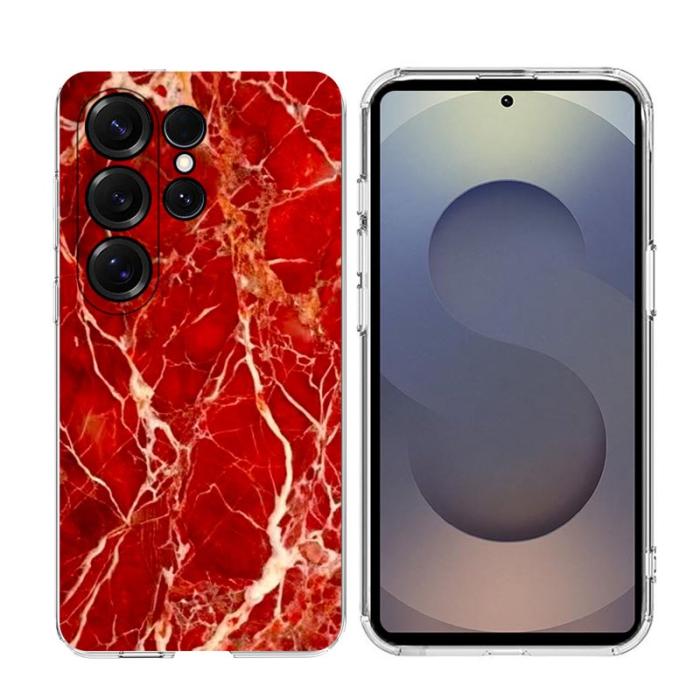 OEM - Samsung Galaxy S26 Ultra Mobilskal Marmortryck Mjuk TPU - Röd