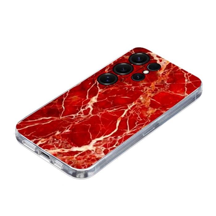 OEM - Samsung Galaxy S26 Ultra Mobilskal Marmortryck Mjuk TPU - Röd