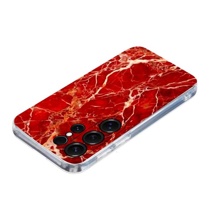 OEM - Samsung Galaxy S26 Ultra Mobilskal Marmortryck Mjuk TPU - Röd