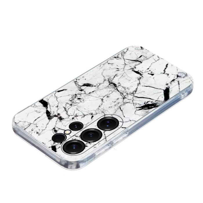 OEM - Samsung Galaxy S26 Ultra Mobilskal Marmortryck Mjuk TPU - Vit