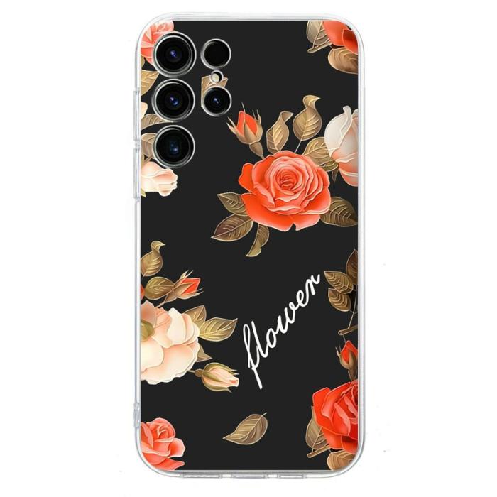 OEM - Samsung Galaxy S26 Ultra Mobilskal Mönstertryck Stötskydd TPU - Svart Blommor