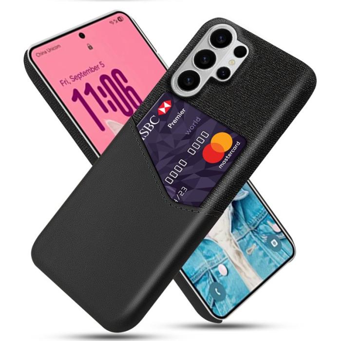 OEM - Samsung Galaxy S26 Ultra Mobilskal PU Läder Klädtextur Hård PC - Svart