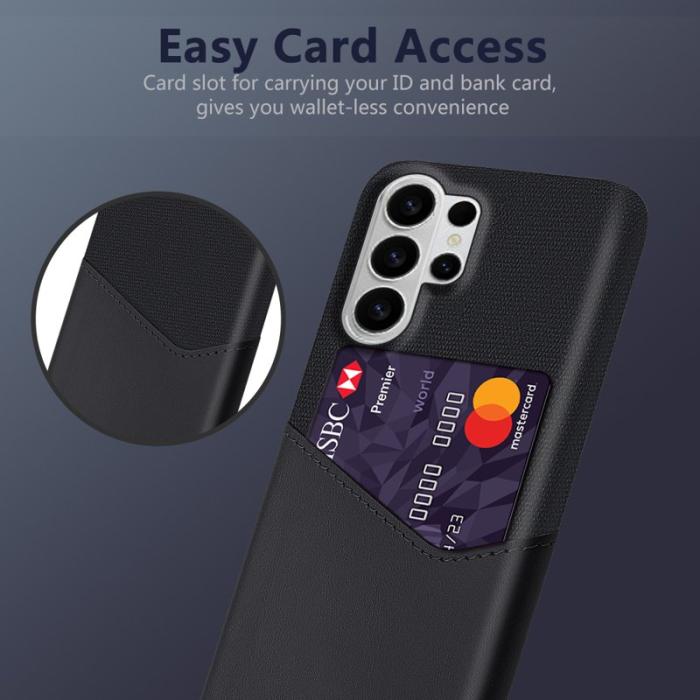 OEM - Samsung Galaxy S26 Ultra Mobilskal PU Läder Klädtextur Hård PC - Svart