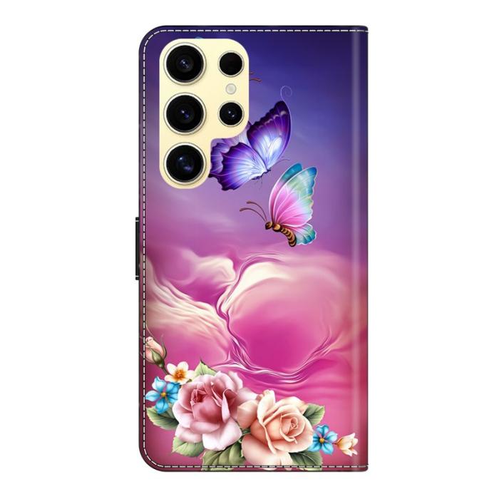 OEM - Samsung Galaxy S26 Ultra Mobilskal TPU + KonstLäder - Fjäril Blomma