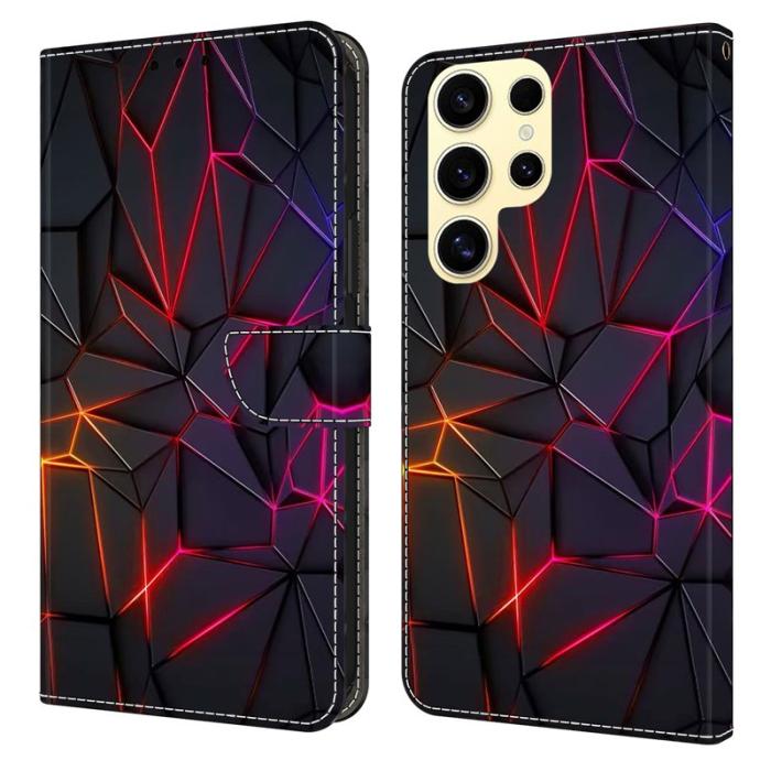 OEM - Samsung Galaxy S26 Ultra Mobilskal TPU + KonstLäder Mönster - Röd Sprickor