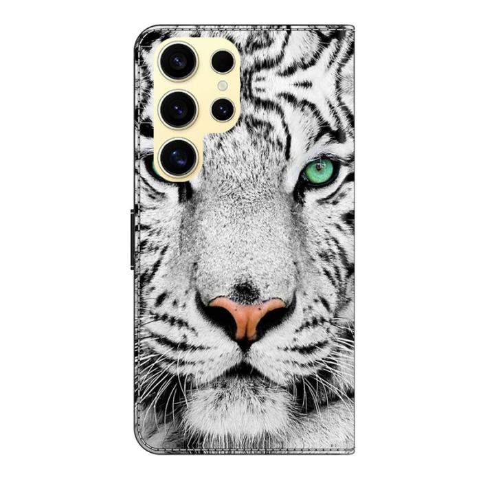 OEM - Samsung Galaxy S26 Ultra Mobilskal TPU + KonstLäder Tiger Ansikte - Svart
