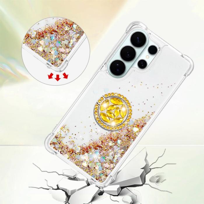 OEM - Samsung Galaxy S26 Ultra Mobilskal TPU Stöd Snabbsand Stötsäker - Guld / Hjärtar