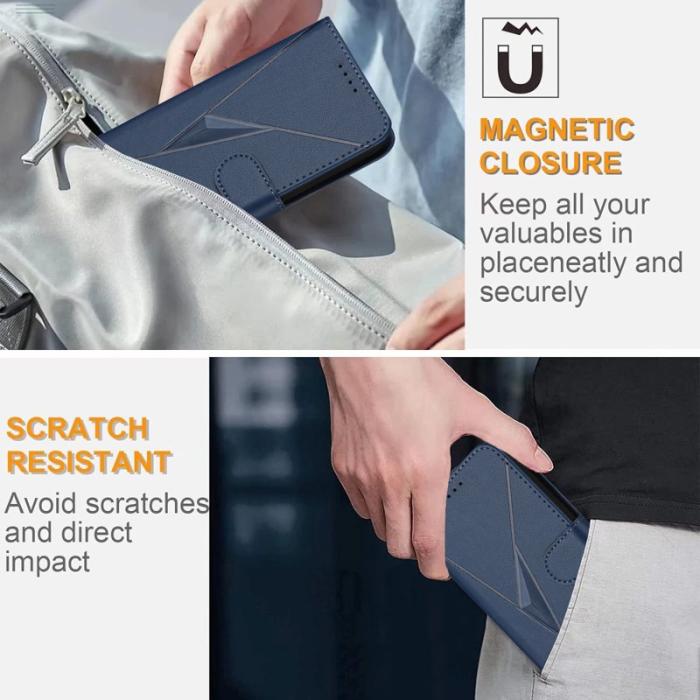 OEM - Samsung Galaxy S26 Ultra Mobilskal Triangelprägling KonstLäder - Royal Blue