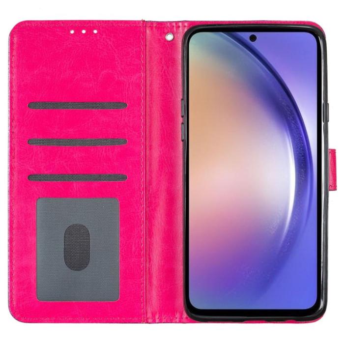 OEM - Shiny Samsung Galaxy A55 5G Fodral Äkta Läder Ställ - Rosa