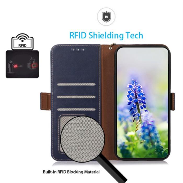 OEM - Samsung Galaxy S26 Ultra Fodral RFID Skydd Äkta Läder - Blå