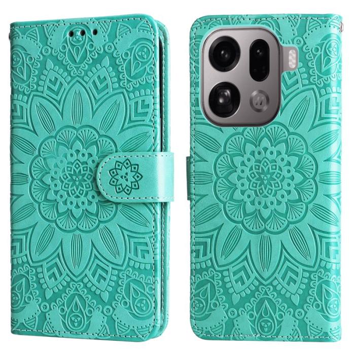 OEM - Sunflower Oppo Find X9 Pro 5G Fodral Äkta Läder - Grön