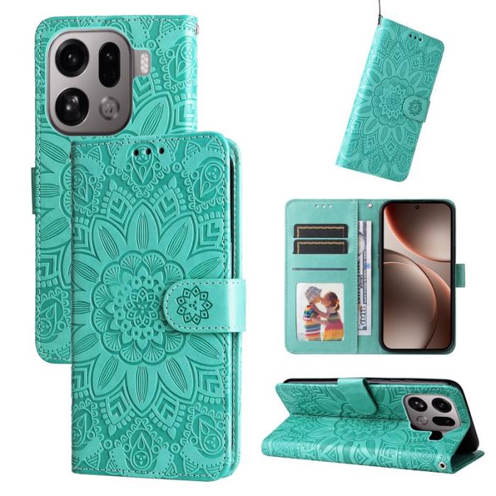 OEM - Sunflower Oppo Find X9 Pro 5G Fodral Äkta Läder - Grön