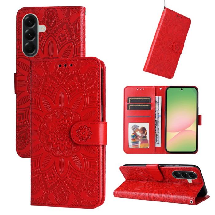 OEM - Sunflower Samsung Galaxy A57 Plånboksfodral Konstläder - Röd