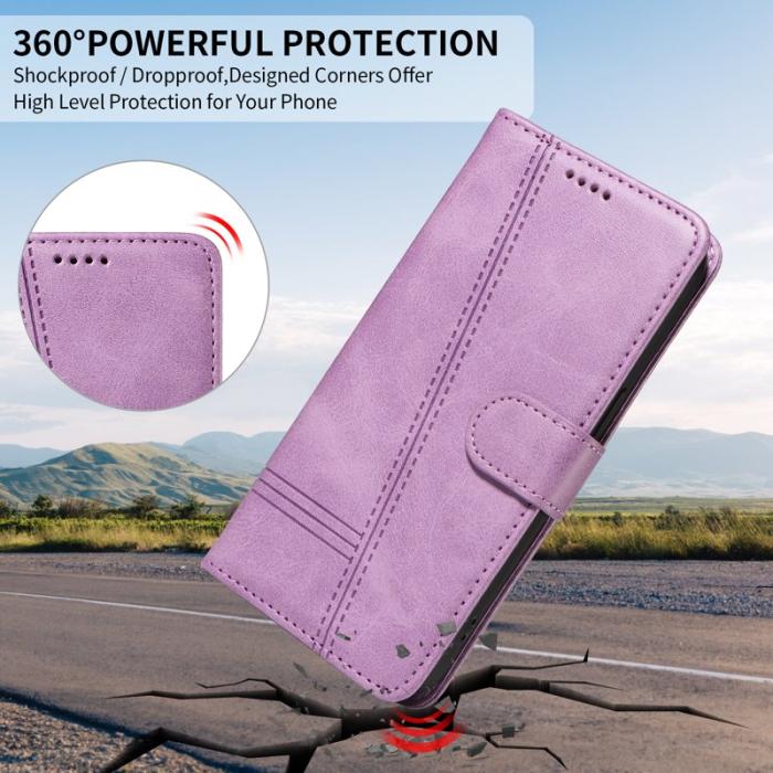 OEM - T-Shape Samsung Galaxy S26 Ultra Fodral Äkta Läder Ställ - Ljuslila