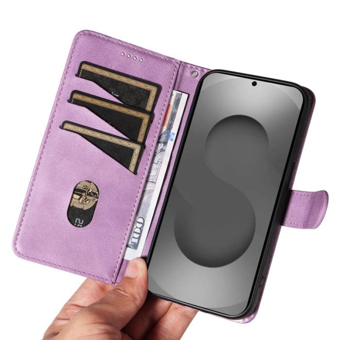 OEM - T-Shape Samsung Galaxy S26 Ultra Fodral Äkta Läder Ställ - Ljuslila