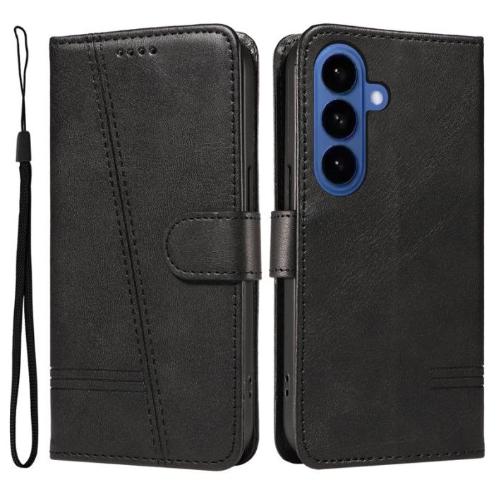 OEM - T-Shape Samsung Galaxy S26 Plus Plånboksfodral Konstläder Ställ - Svart