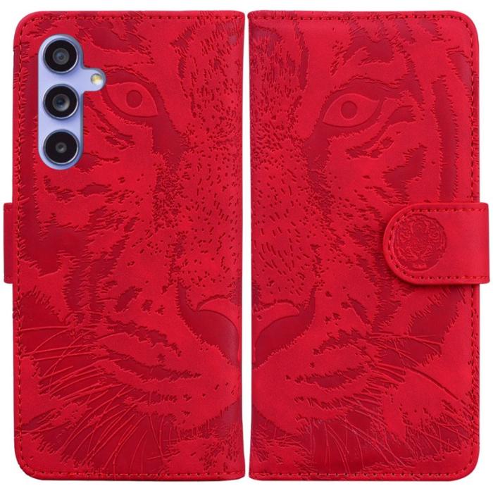 OEM - TIGER Samsung Galaxy A55 5G Plånboksfodral Konstläder Skydd - Röd