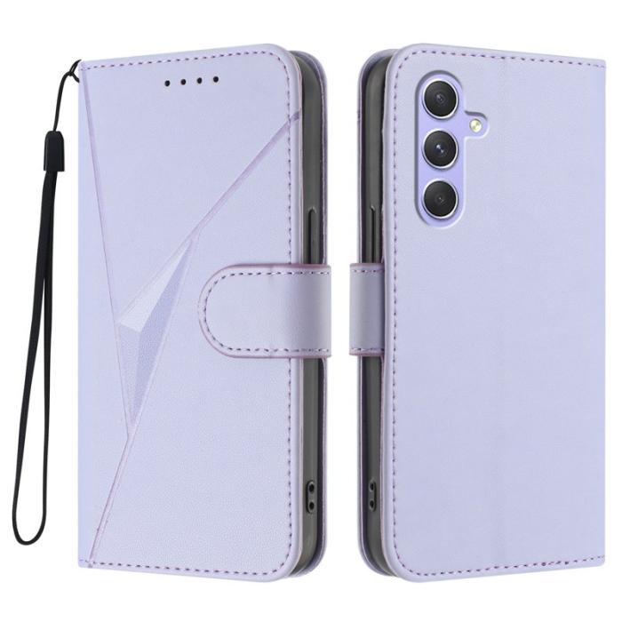 OEM - Triangle Samsung Galaxy A55 5G Skal Äkta Läder - Ljus Lila